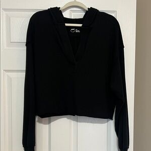 Aerie Black V-Neck Hoodie